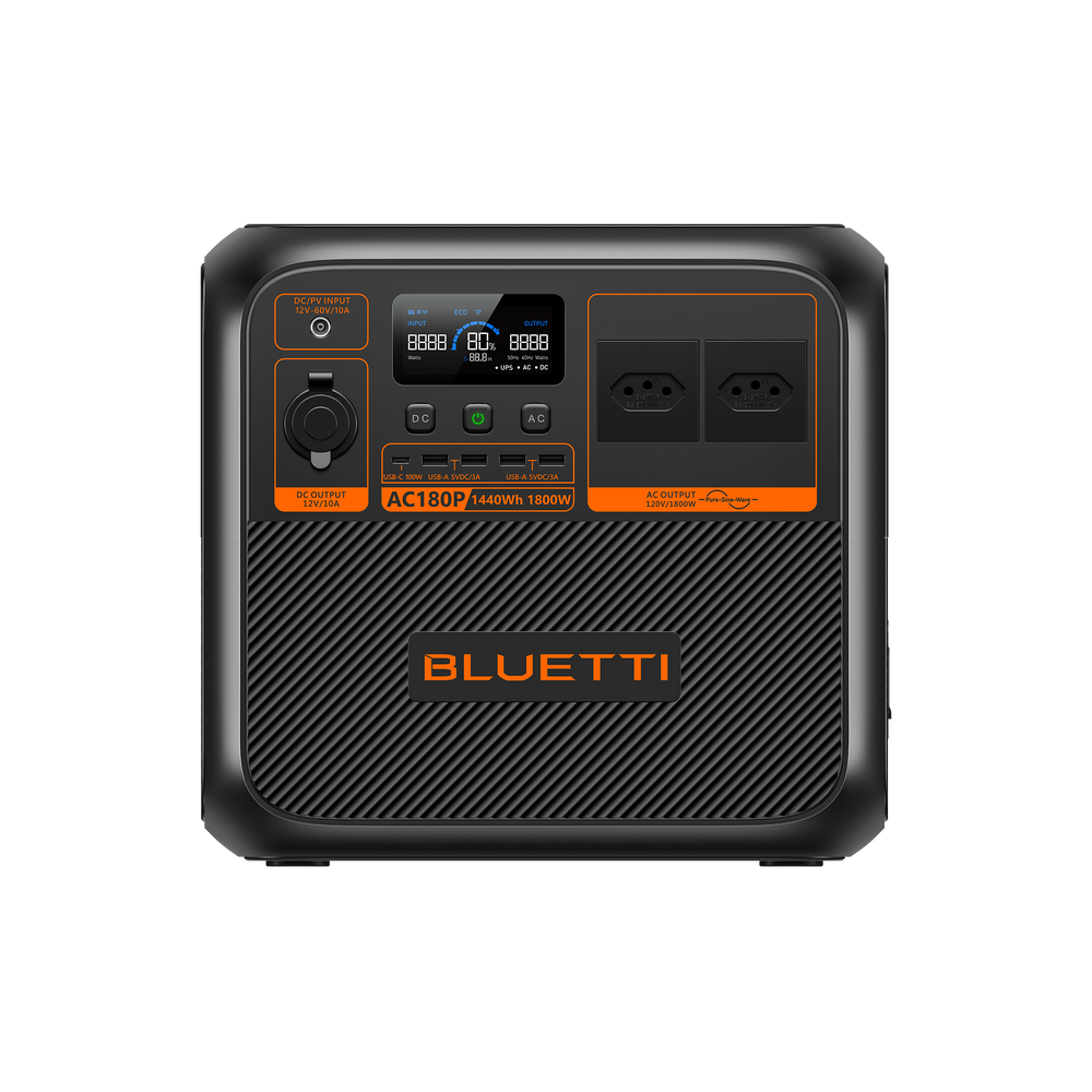 BLUETTI AC180P Estação de Energia Solar Portátil | 1.800 W 1.440 Wh