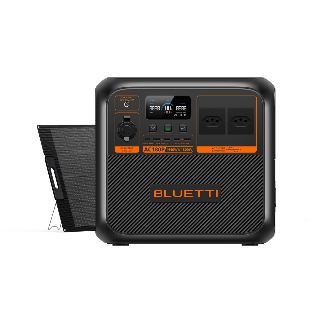 BLUETTI AC180P Estação de Energia Solar Portátil | 1.800 W 1.440 Wh