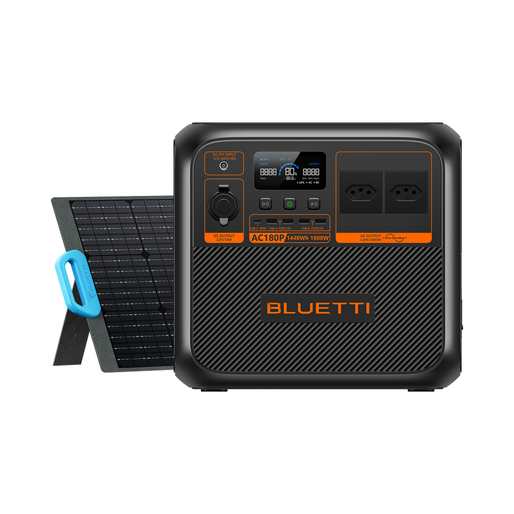 BLUETTI AC180P Estação de Energia Solar Portátil | 1.800 W 1.440 Wh