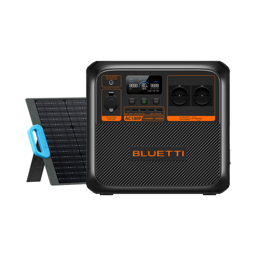 BLUETTI AC180P Estação de Energia Solar Portátil | 1.800 W 1.440 Wh