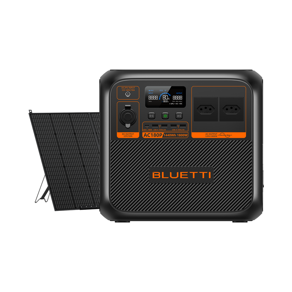 BLUETTI AC180P Estação de Energia Solar Portátil | 1.800 W 1.440 Wh