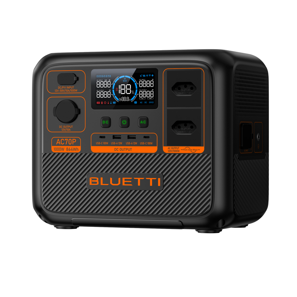 BLUETTI AC70P Estação de Energia Portátil | 1000 W 864 Wh
