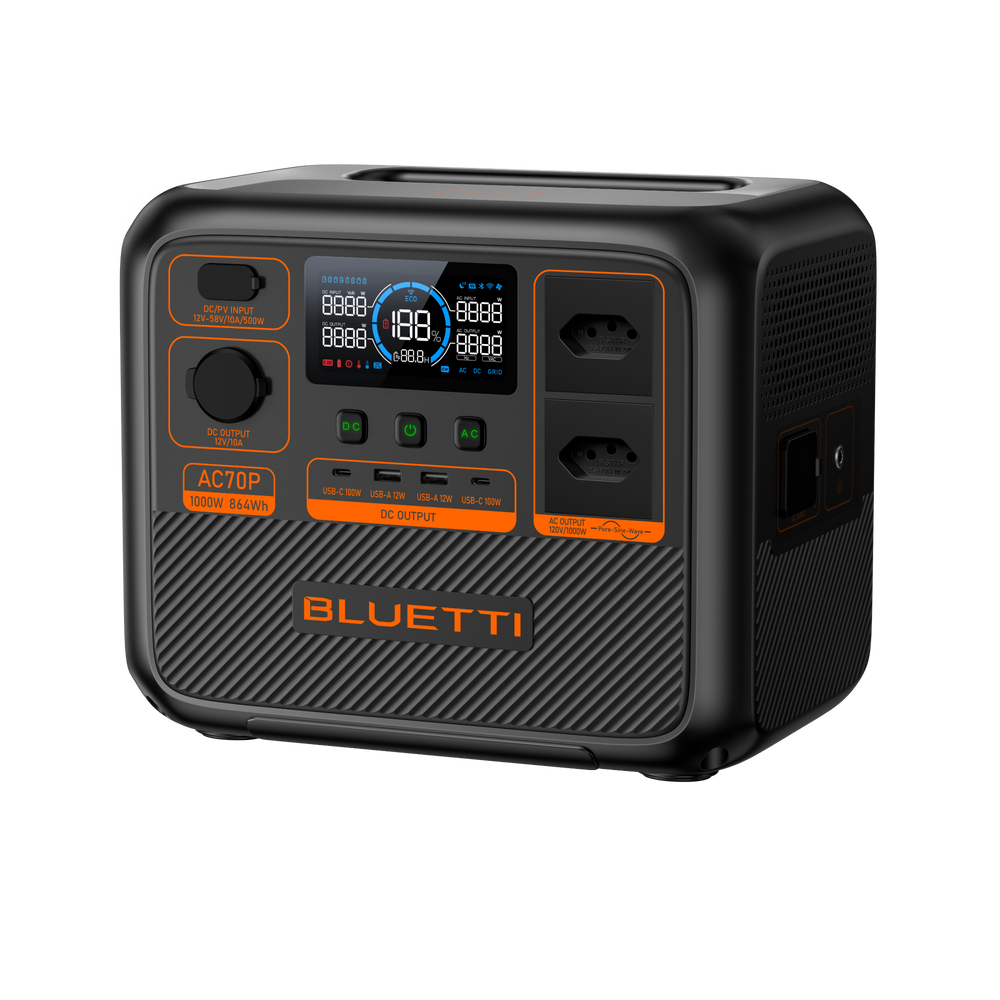 BLUETTI AC70P Estação de Energia Portátil | 1000 W 864 Wh
