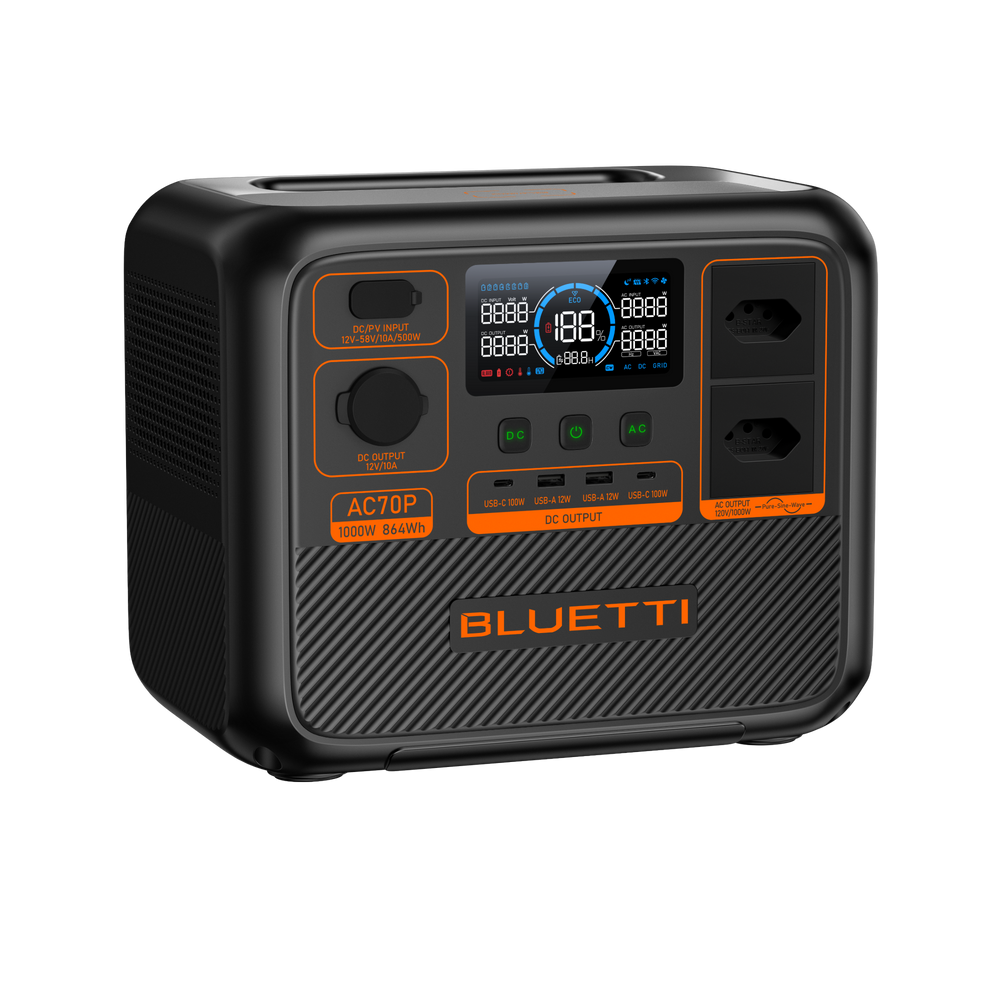 BLUETTI AC70P Estação de Energia Portátil | 1000 W 864 Wh