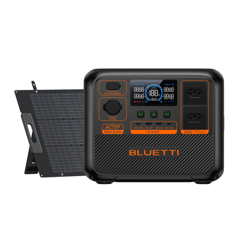 BLUETTI AC70P Estação de Energia Portátil | 1000 W 864 Wh