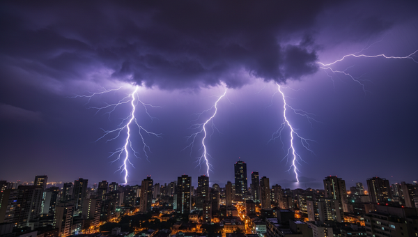 Cenário de tempestade com trovoada