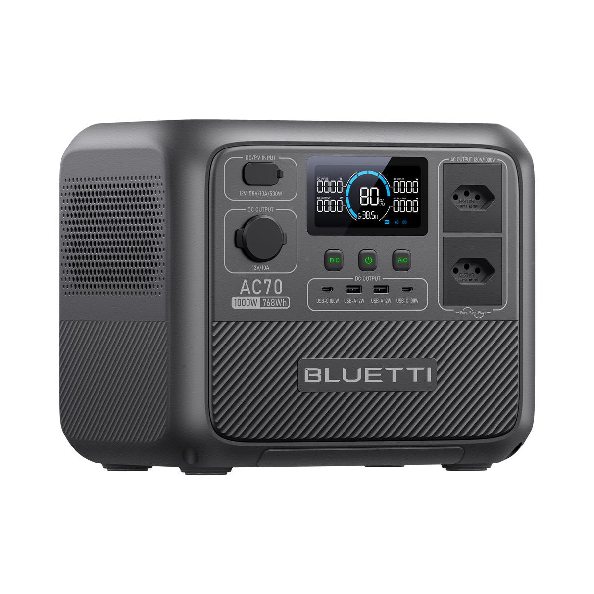 BLUETTI AC70 Estação de Energia Portátil | 1000 W 768 Wh