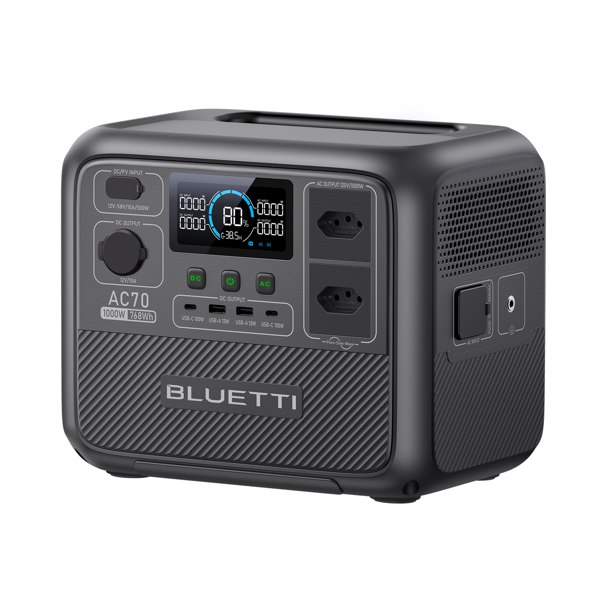 BLUETTI AC70 Estação de Energia Portátil | 1000 W 768 Wh