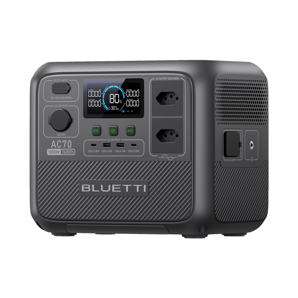 BLUETTI AC70 Estação de Energia Portátil | 1000 W 768 Wh