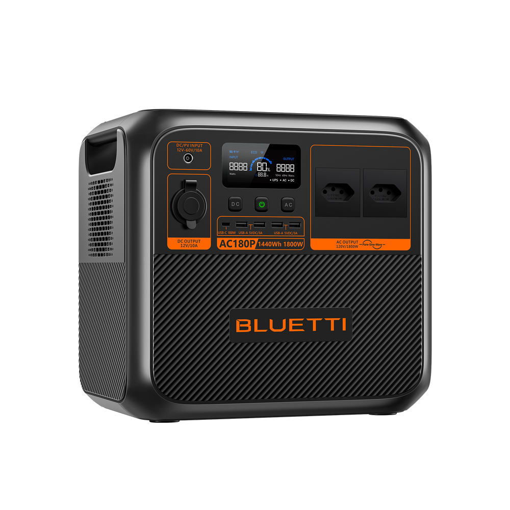 BLUETTI AC180P Estação de Energia Solar Portátil | 1.800 W 1.440 Wh