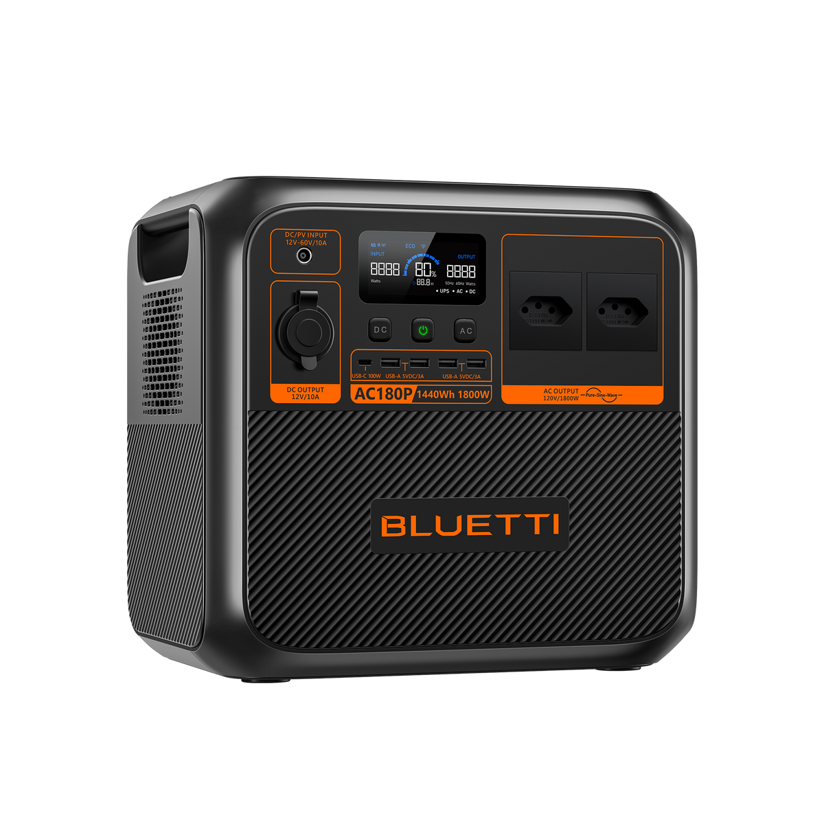 BLUETTI AC180P Estação de Energia Solar Portátil | 1.800 W 1.440 Wh