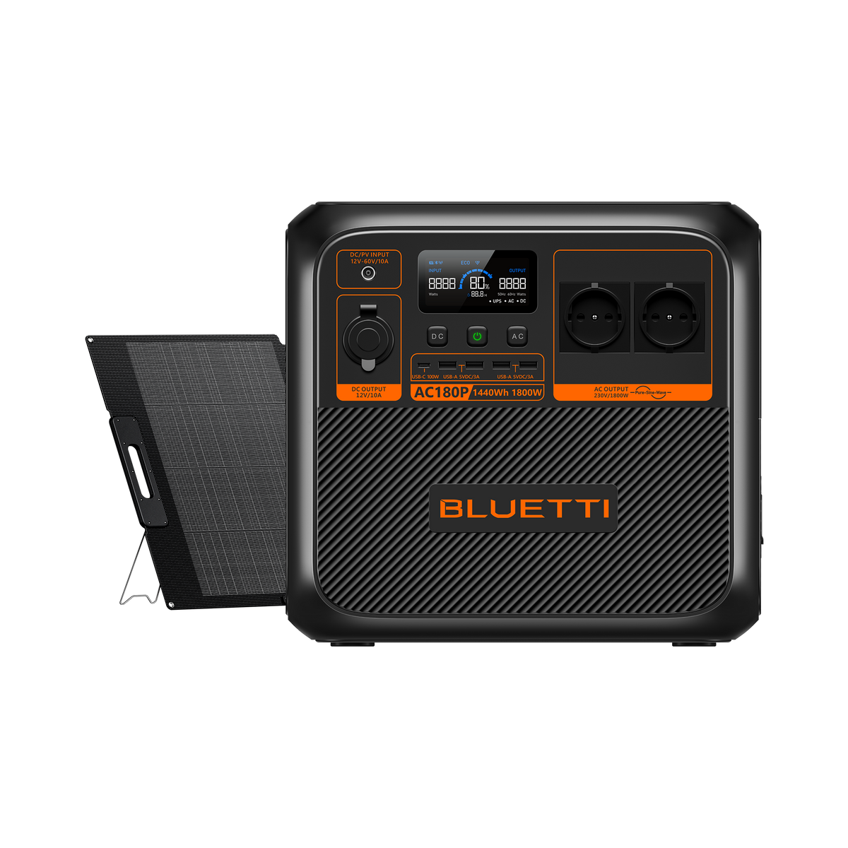 BLUETTI AC180P Estação de Energia Solar Portátil | 1.800 W 1.440 Wh