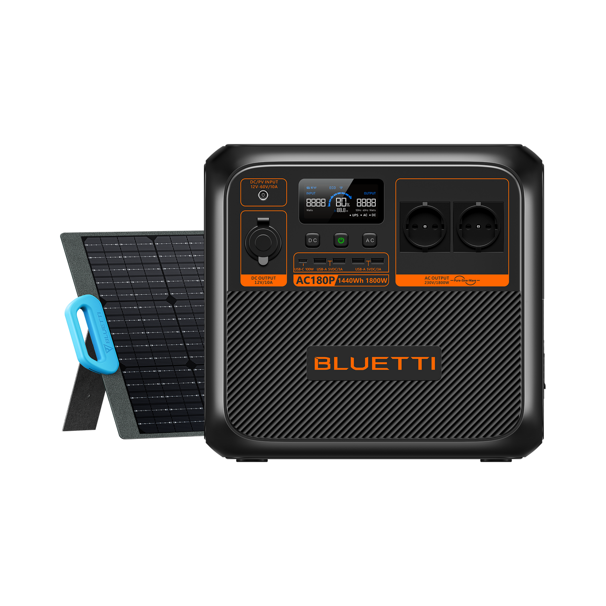 BLUETTI AC180P Estação de Energia Solar Portátil | 1.800 W 1.440 Wh