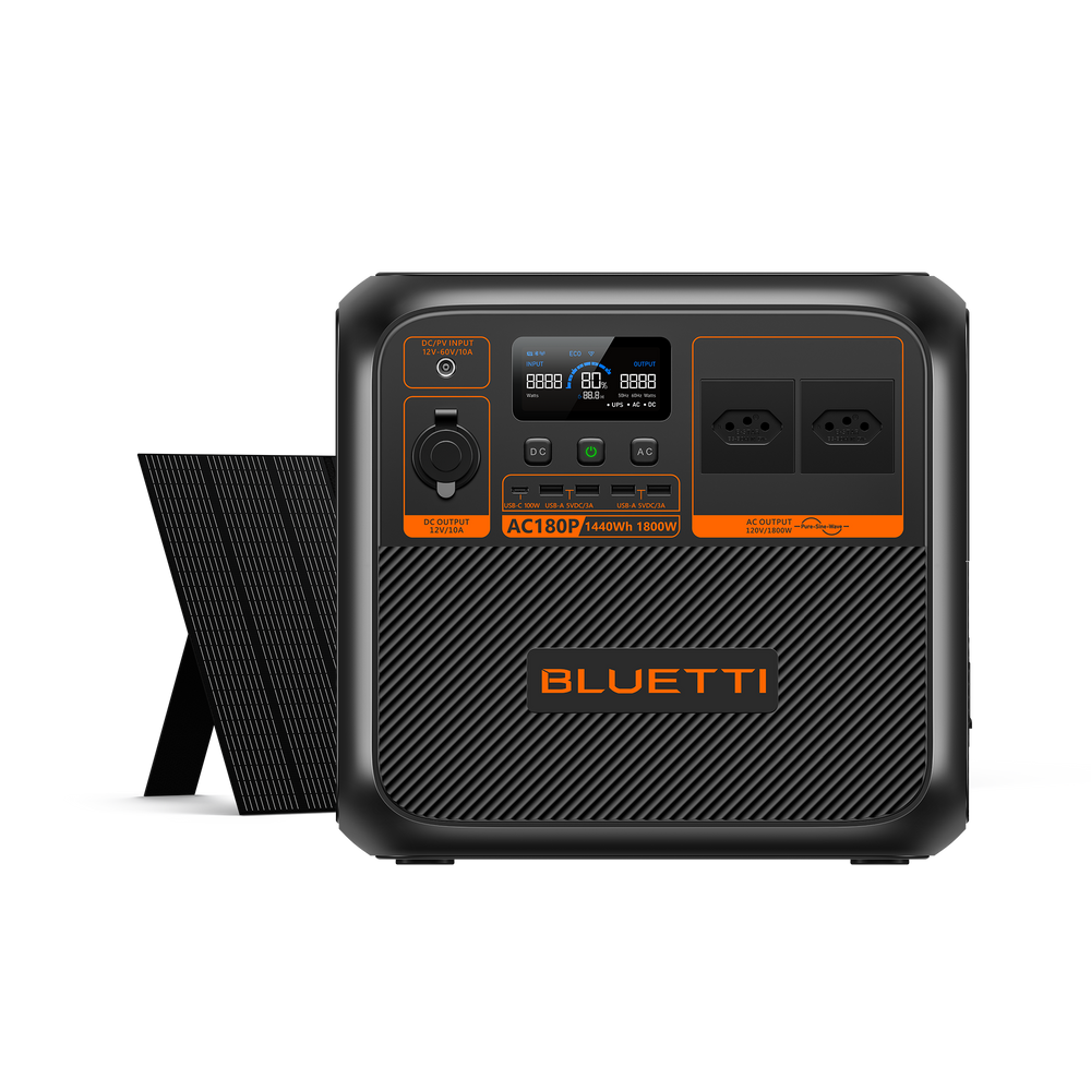 BLUETTI AC180P Estação de Energia Solar Portátil | 1.800 W 1.440 Wh