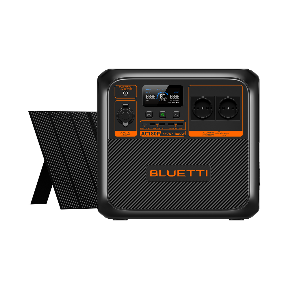 BLUETTI AC180P Estação de Energia Solar Portátil | 1.800 W 1.440 Wh