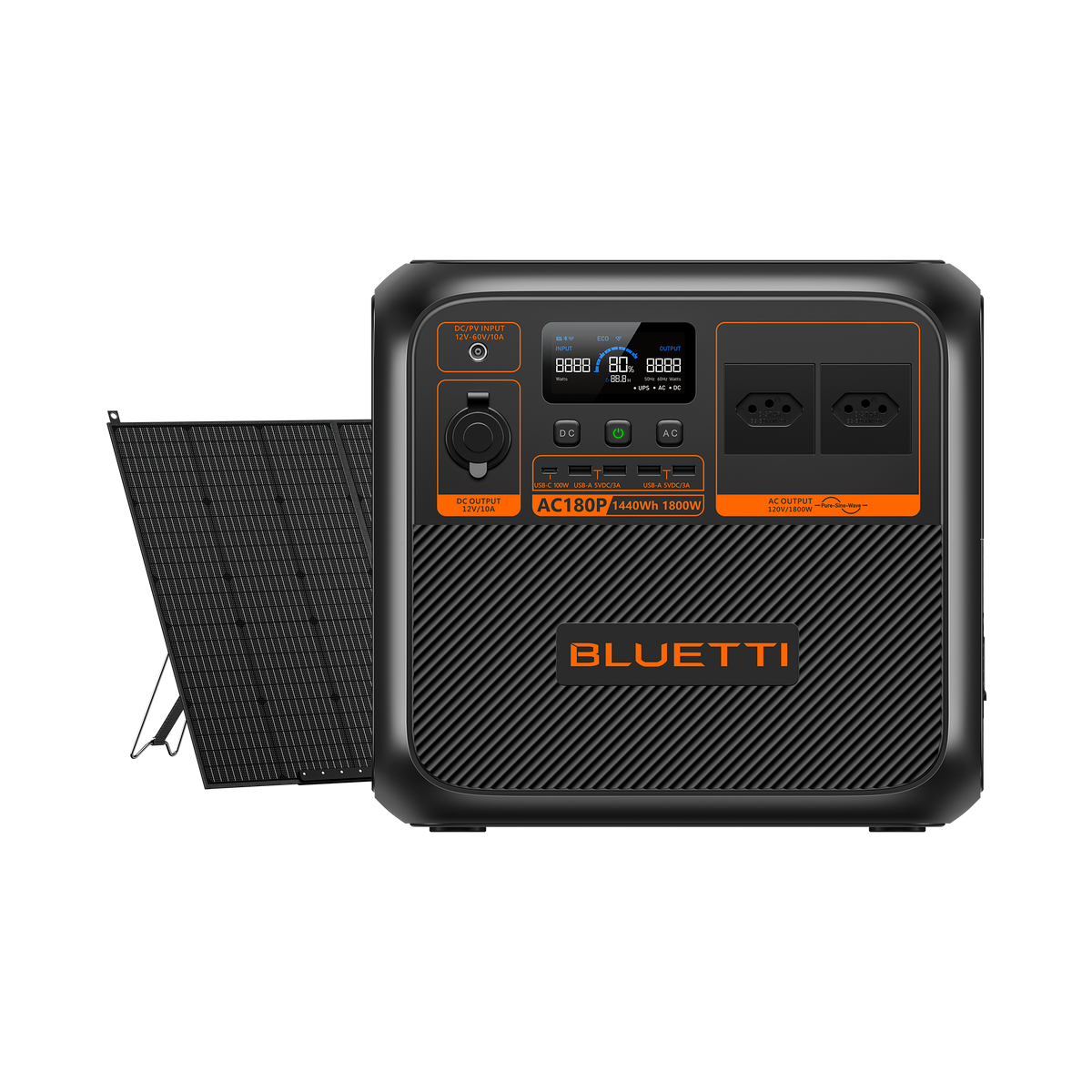 BLUETTI AC180P Estação de Energia Solar Portátil | 1.800 W 1.440 Wh