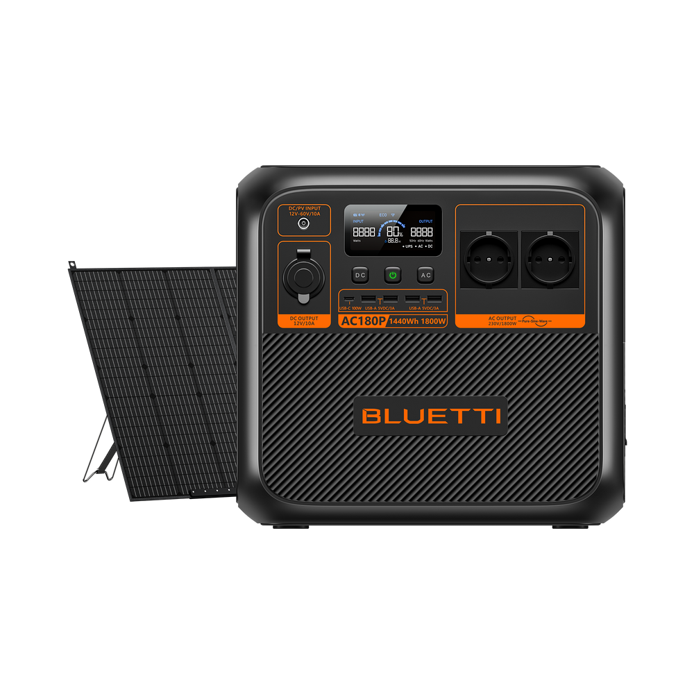 BLUETTI AC180P Estação de Energia Solar Portátil | 1.800 W 1.440 Wh