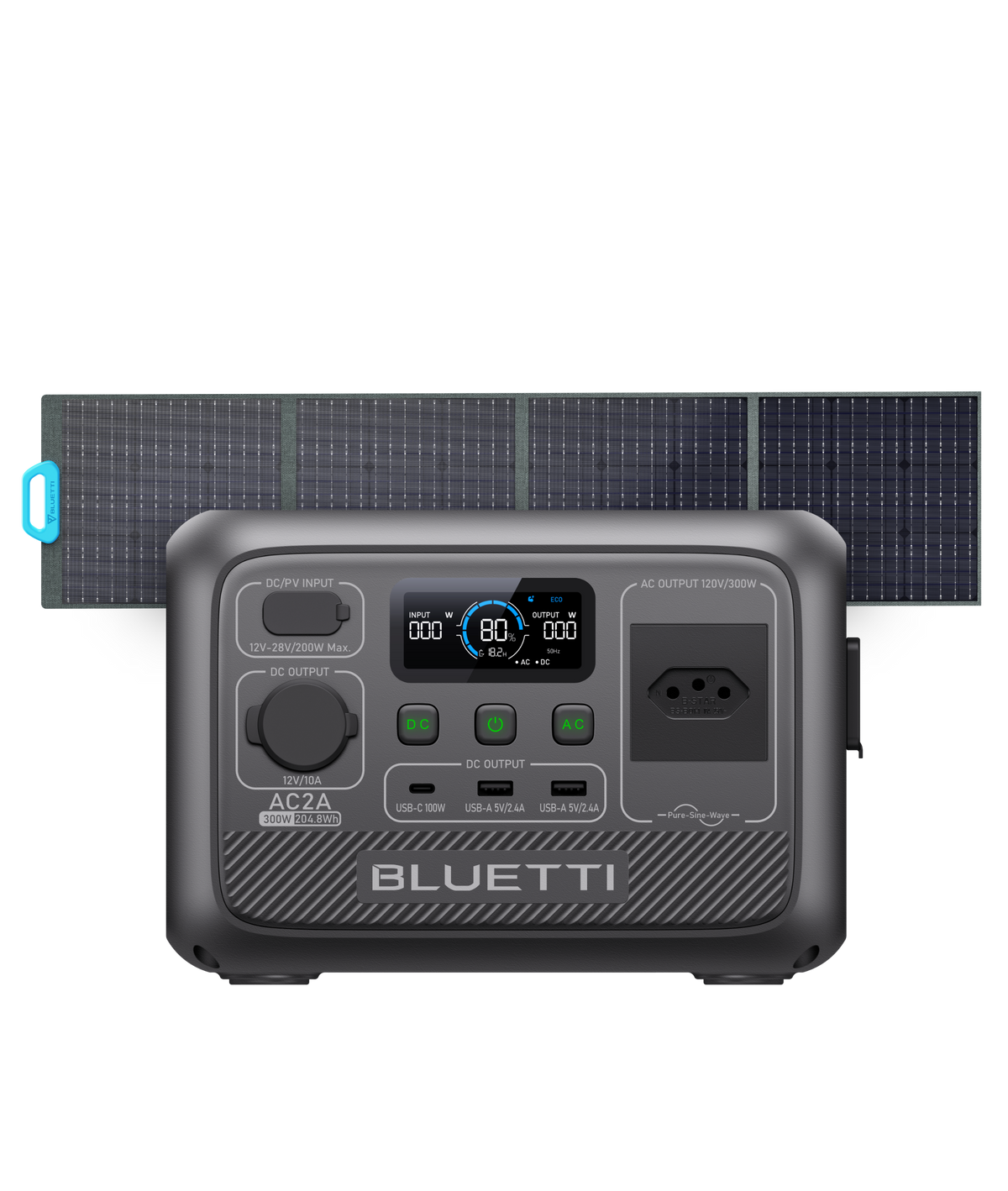 BLUETTI AC2A Estação de Energia Portátil | 300 W 204 Wh