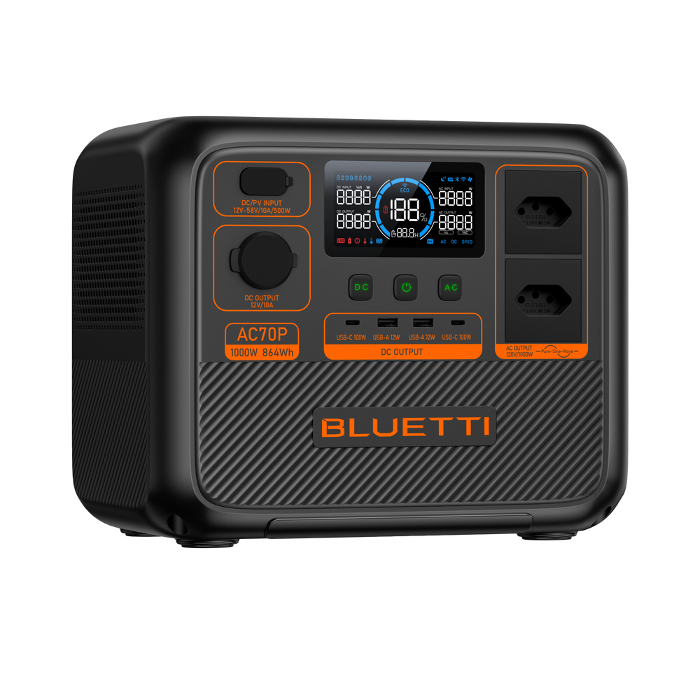 BLUETTI AC70P Estação de Energia Portátil | 1000 W 864 Wh